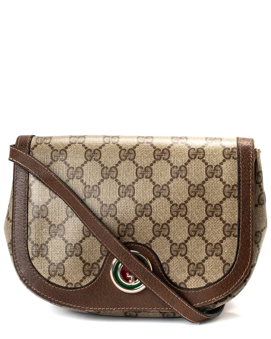 Gucci Brown Gg Supreme Canvas & Leather Crossbody (authentic Pre-loved)