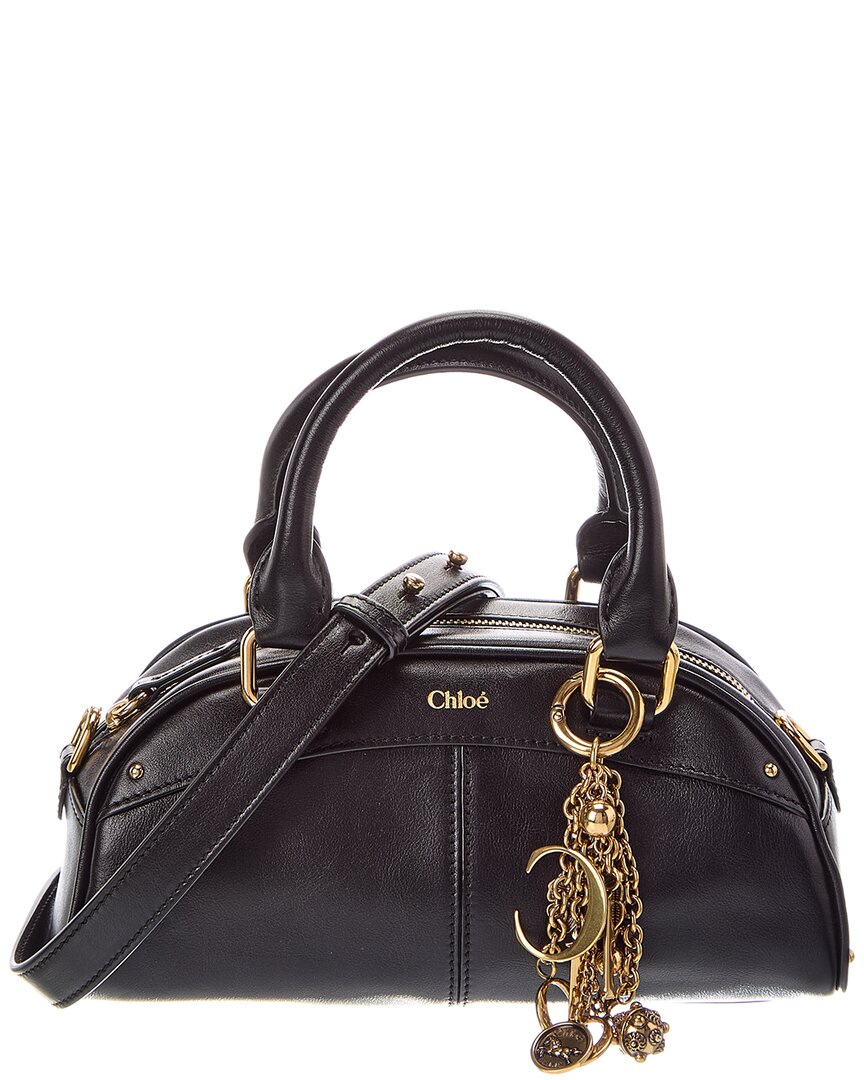 Chloé Small Leather Bowling Bag In Black