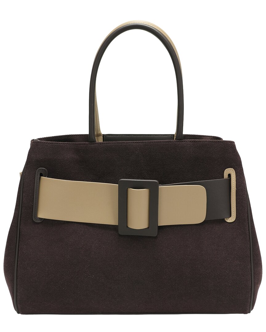 Tiffany & Fred Paris Tiffany And Fred Paris Canvas Leather Belted Satchel In Brown