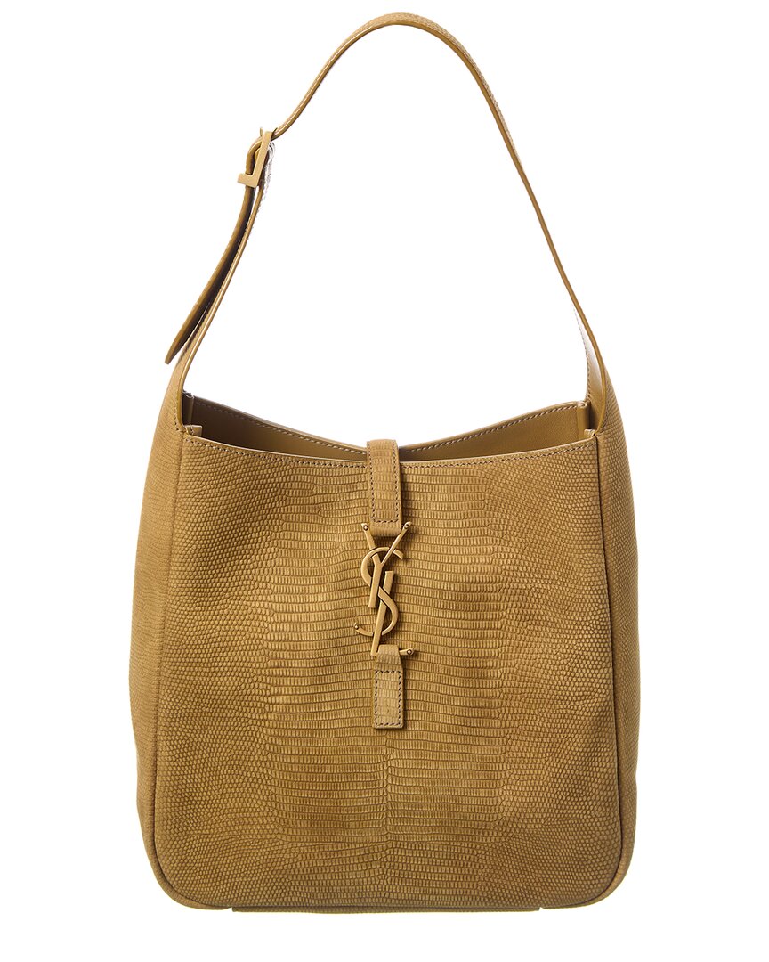 Saint Laurent Le 5 A 7 Small Embossed Suede Hobo Bag