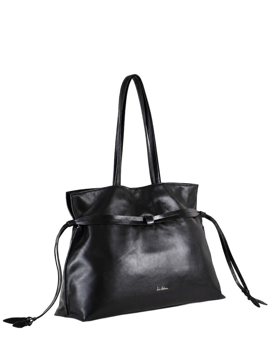 Sam Edelman Poppy Lambskin Large Drawstring Tote In Black