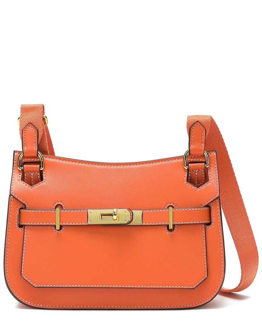 Tiffany & Fred Paris Quilted Leather Crossbody In Orange