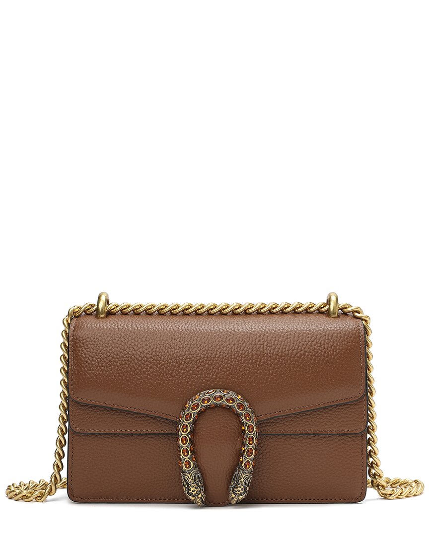 Tiffany & Fred Crystal Dragon Leather Crossbody In Brown