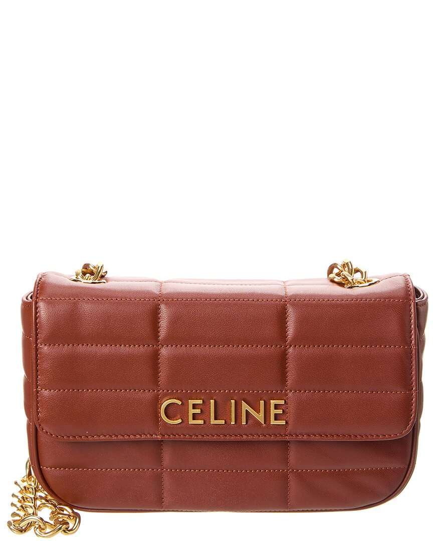 Celine Matelasse Monochrome Leather Shoulder Bag In Brown