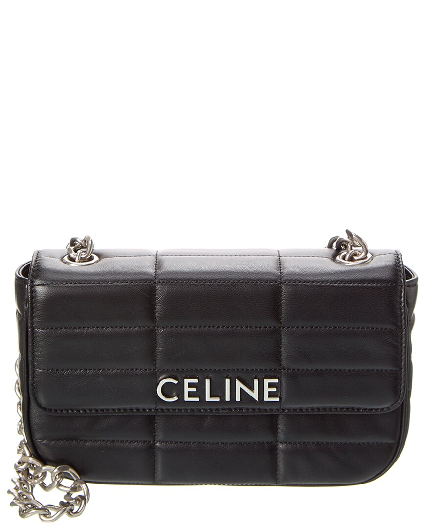 Shop Celine Monochrome Quilted Leather Shoulder Bag In Black