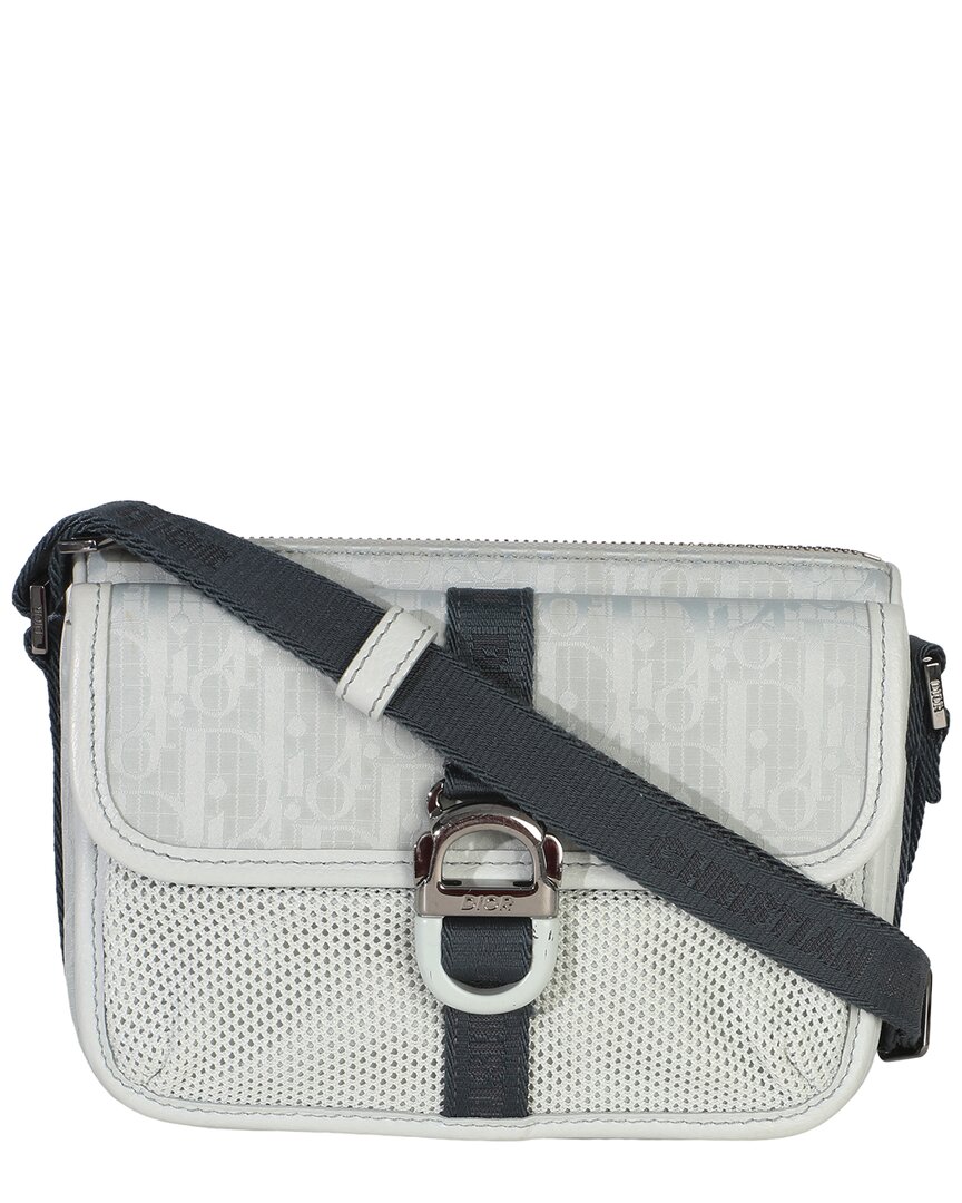 Dior Blue Fabric Light Oblique Jacquard  8 Pouch With Strap (authentic Pre-loved)