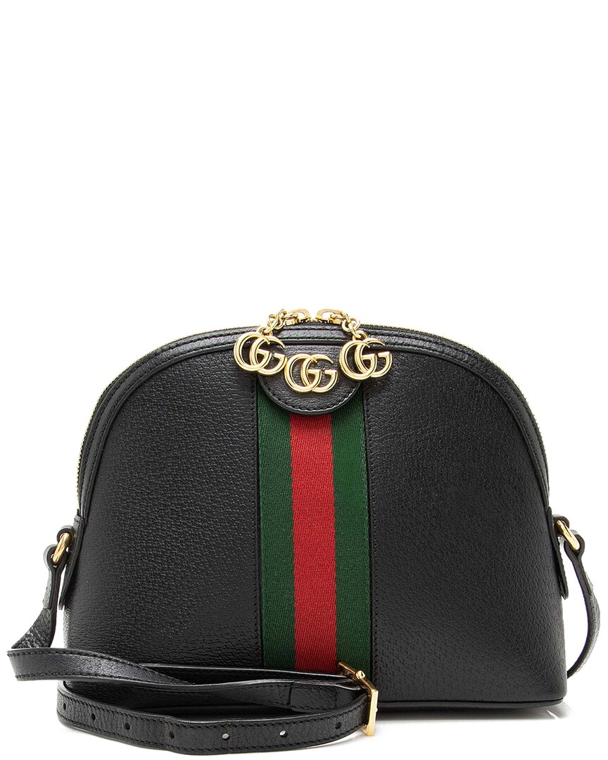 Gucci Black Leather Ophidia Dome Small Shoulder Bag (authentic Pre-loved) In Black