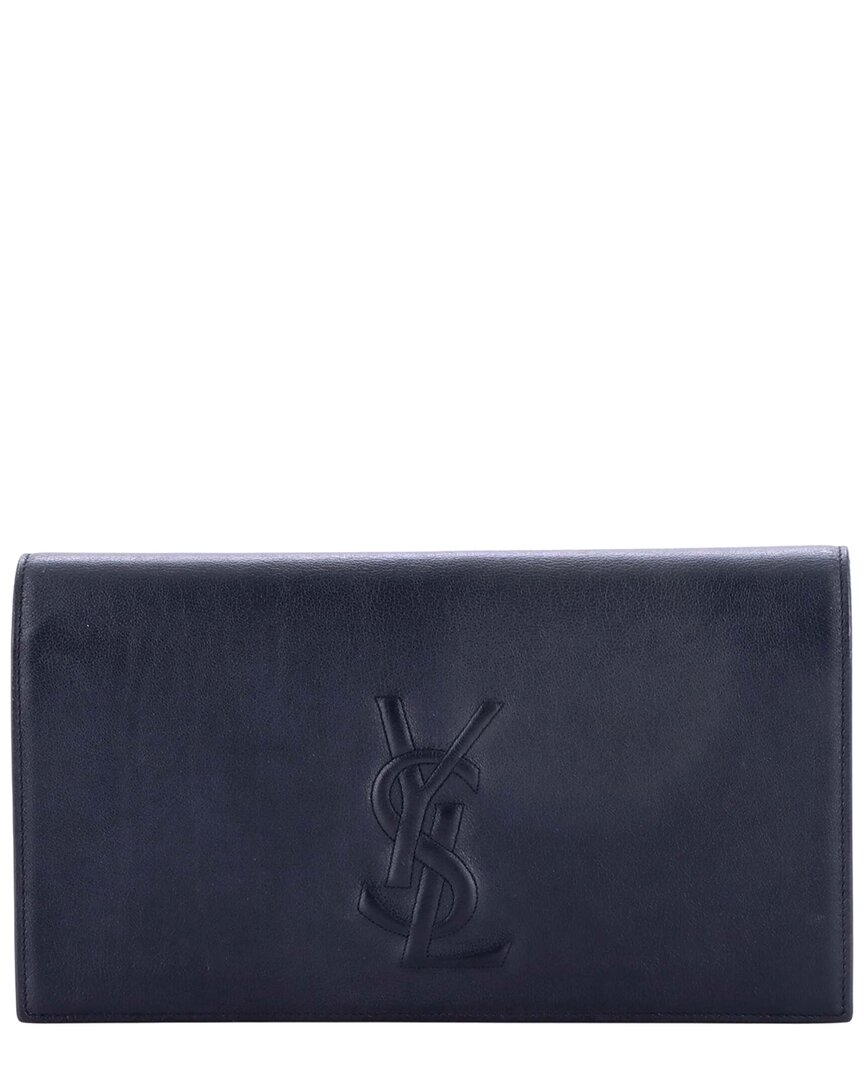 Saint Laurent Belle De Jour Clutch Large (authentic Pre-loved) In Blue