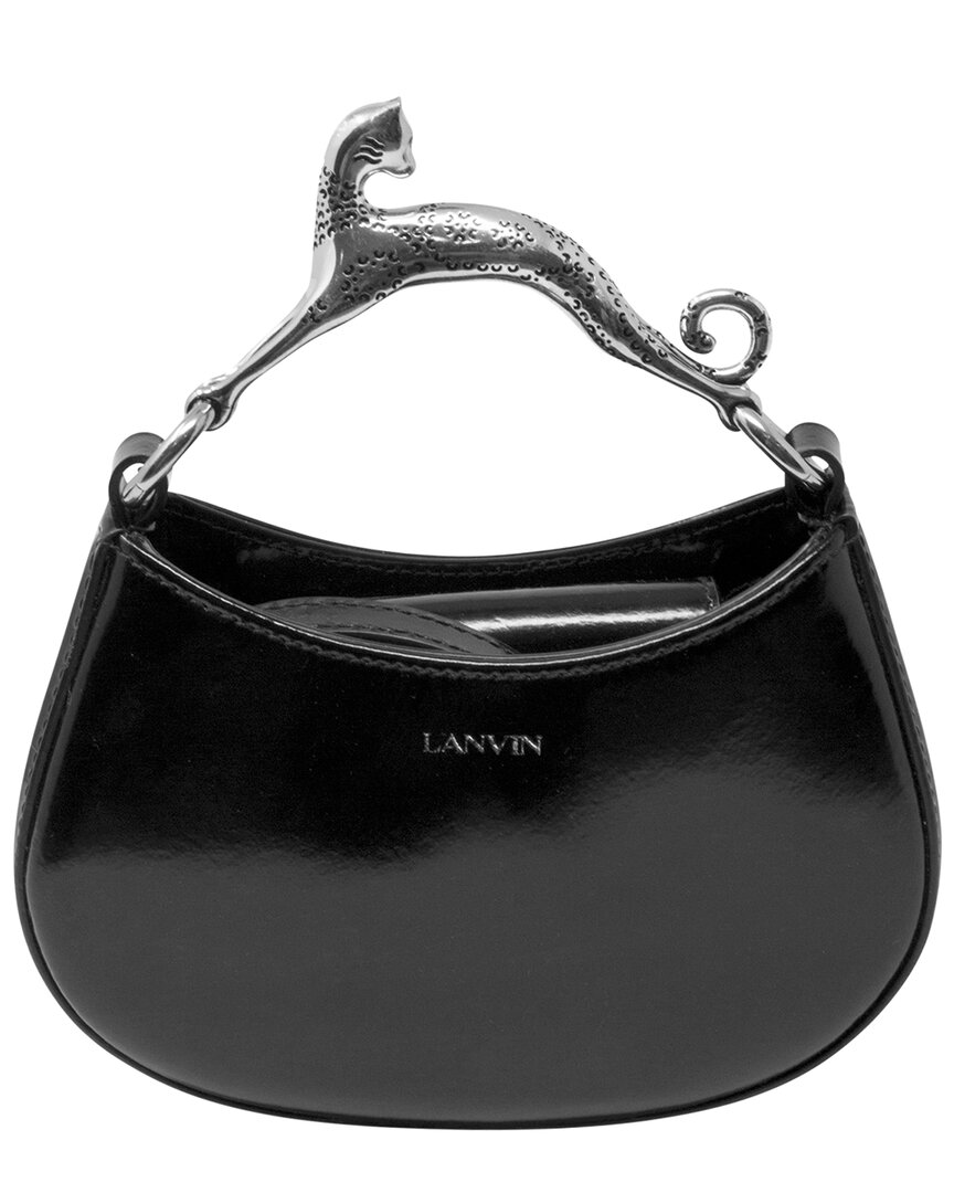 Lanvin Black Patent Leather Mini Top Handle Bag (authentic )