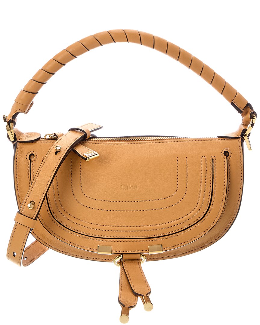 Chloé Marcie Mini Leather Shoulder Bag In Orange