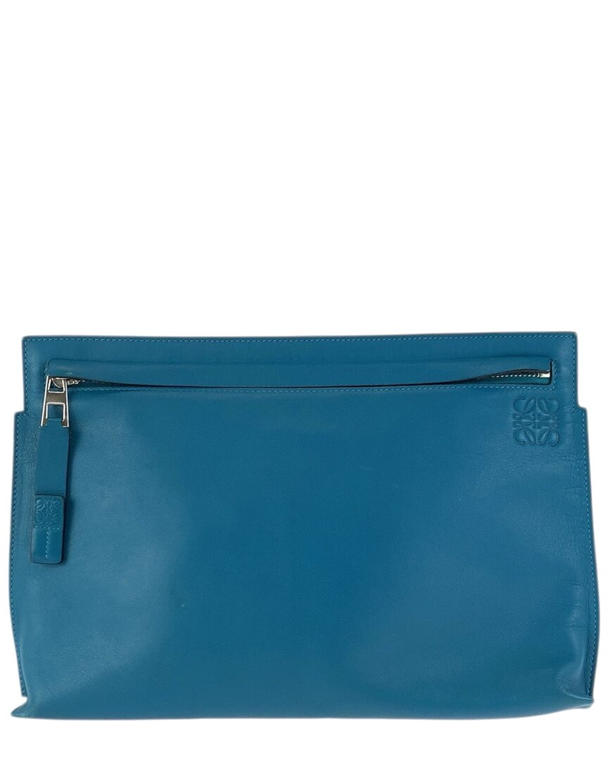 Loewe Turquoise Anagram Clutch Bag (authentic Pre-loved) In Blue