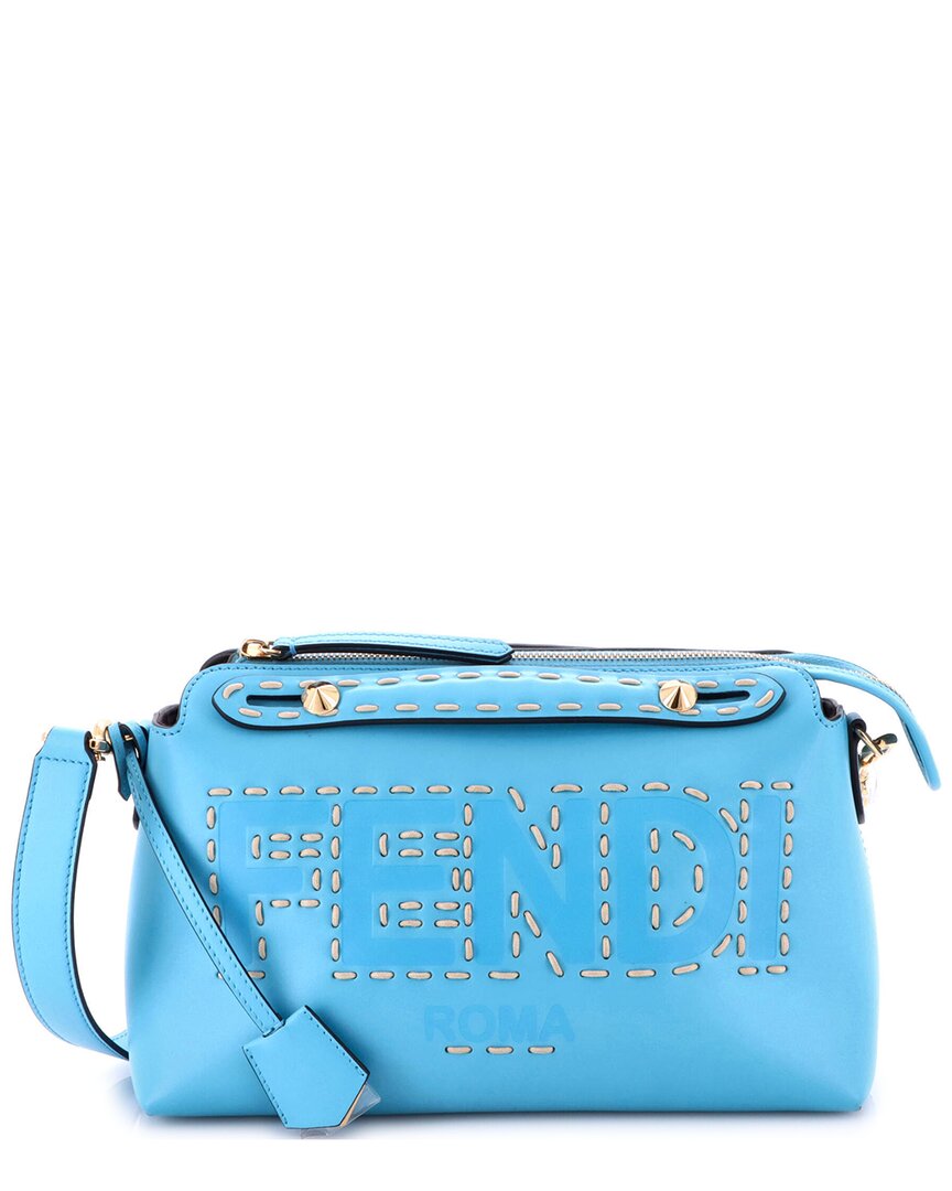 Fendi Blue Sheep Leather Logo By The Way Satchel Stitched Medium (authentic  Pre-loved)