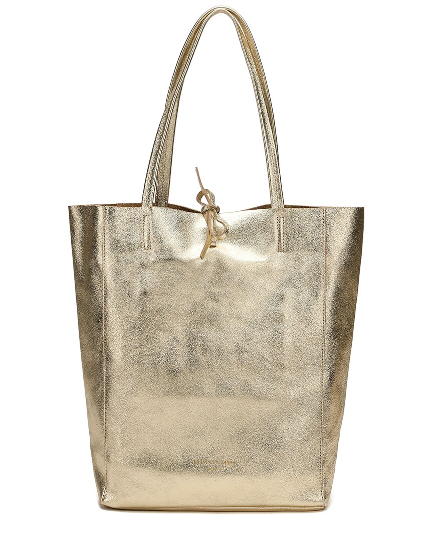 Tiffany & Fred Paris Soft Metallic Leather Tote In Gold