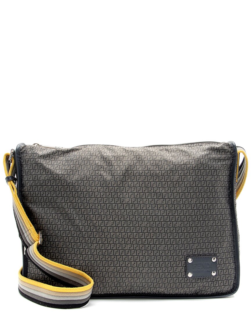 Fendi Grey Leather & Nylon Zucchino Messenger (authentic Pre-loved)