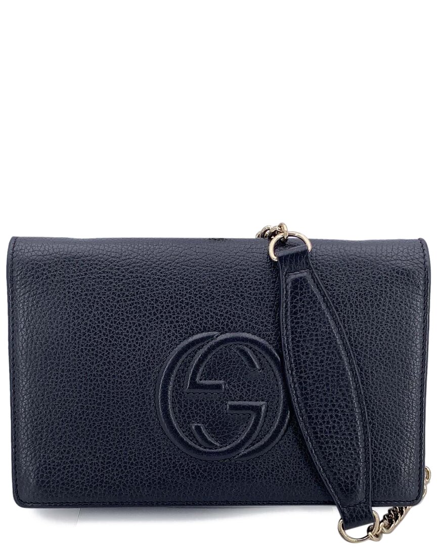 Gucci Black Leather Soho Crossbody (authentic Pre-loved) In Black