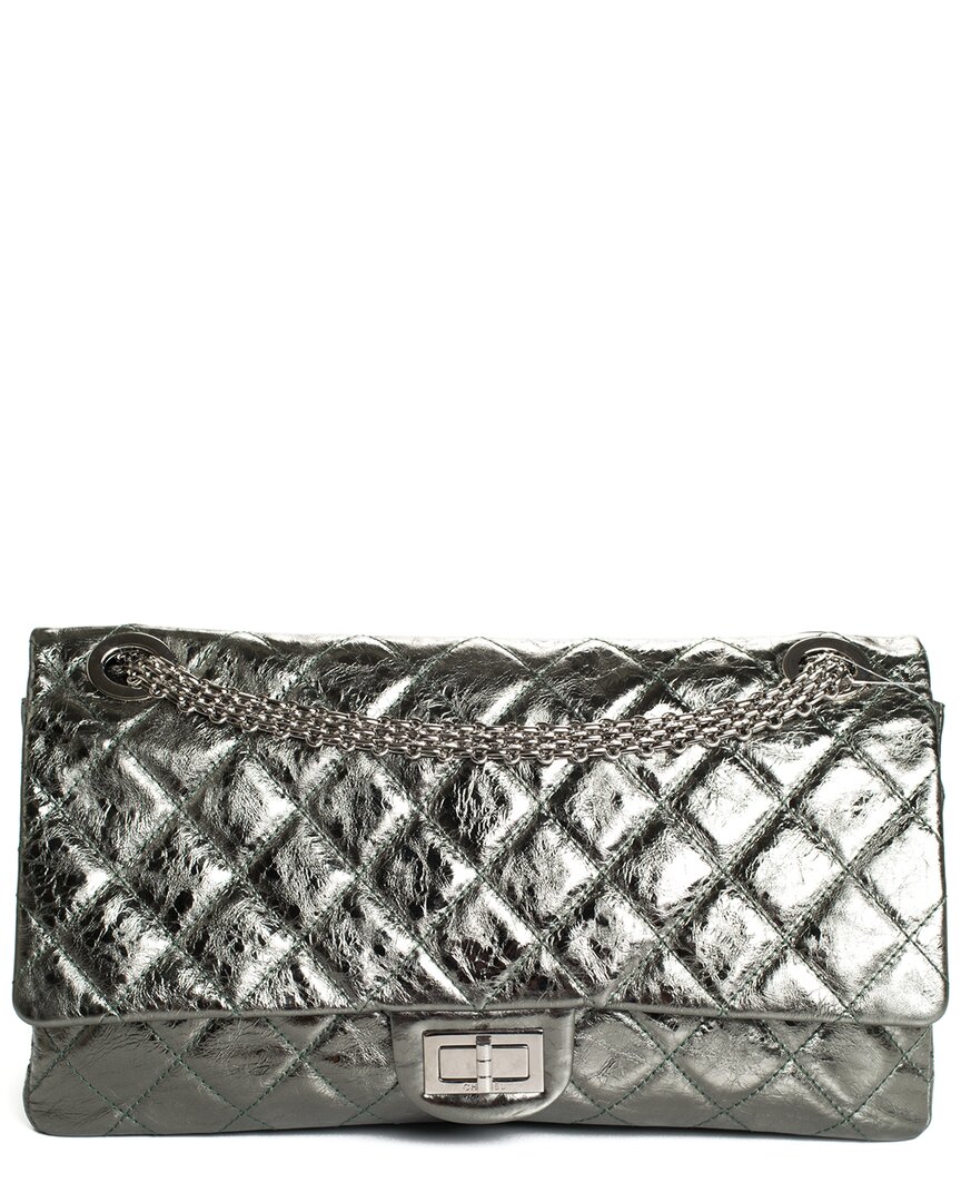Pre-owned Chanel Vert Fonce Quilted Calfskin Leather Reissue Maxi Double Flap Bag, Nwt (authentic )