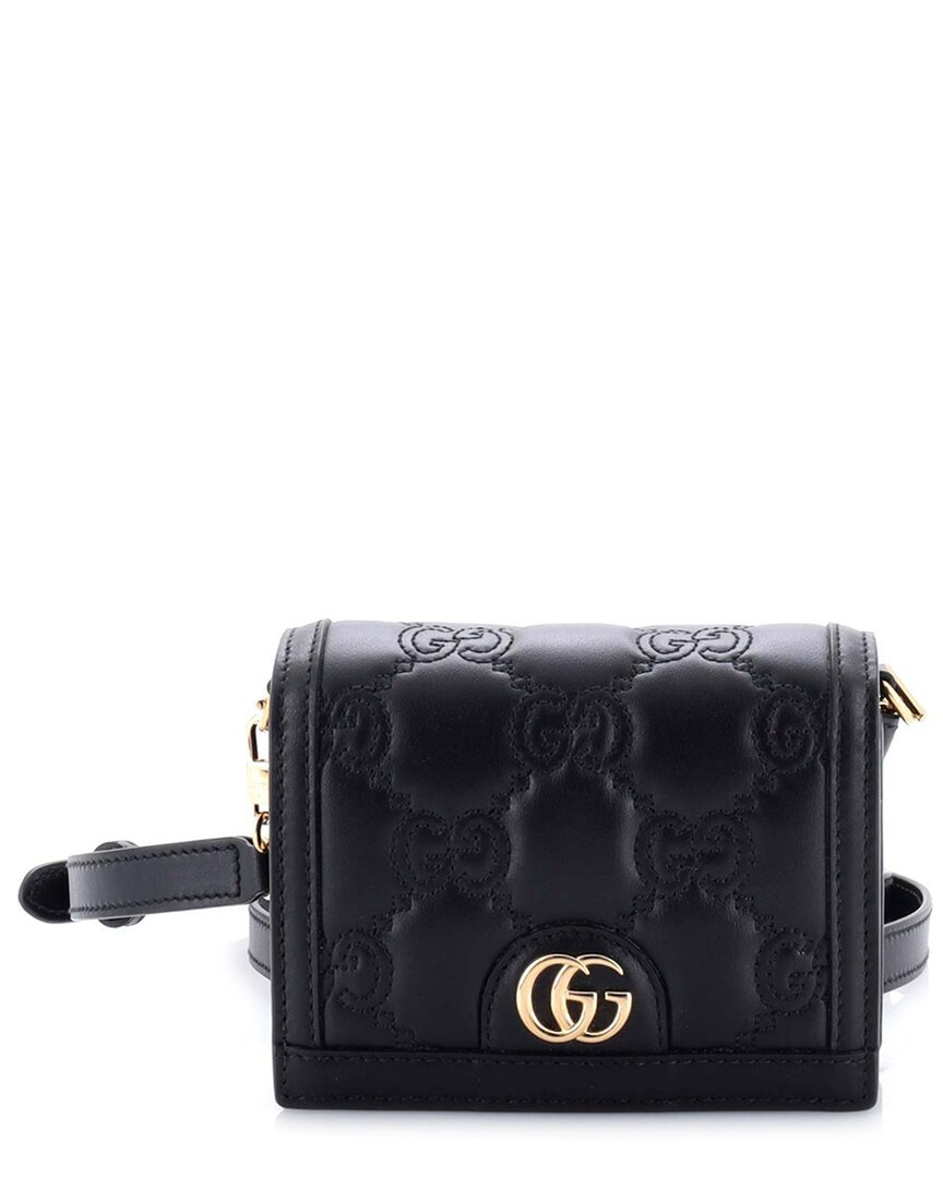 Gucci Gg Marmont Flap Messenger Bag Gg Matelassé Leather Mini (authentic Pre-  Loved) In Black