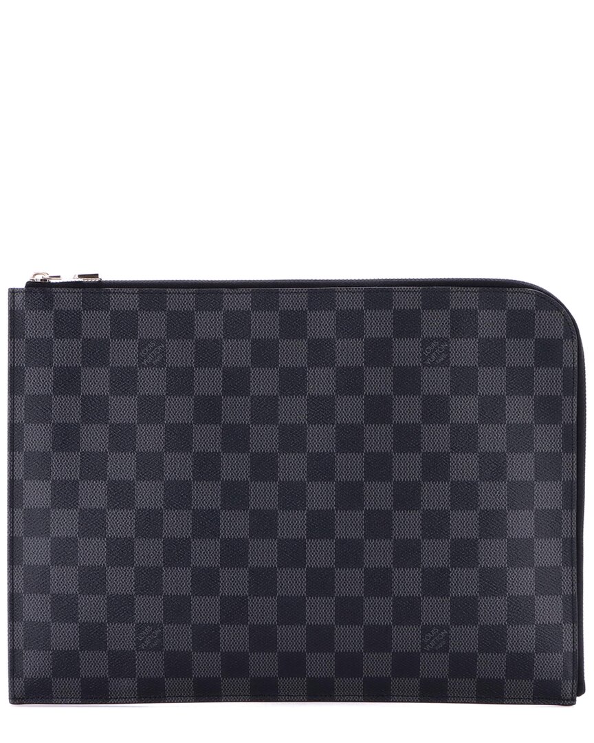 Click to view more detailed imagery on our partner's website Pre-owned Louis Vuitton Black Damier Graphite Zip Around Pochette Jour Gm (authentic Pre-loved)