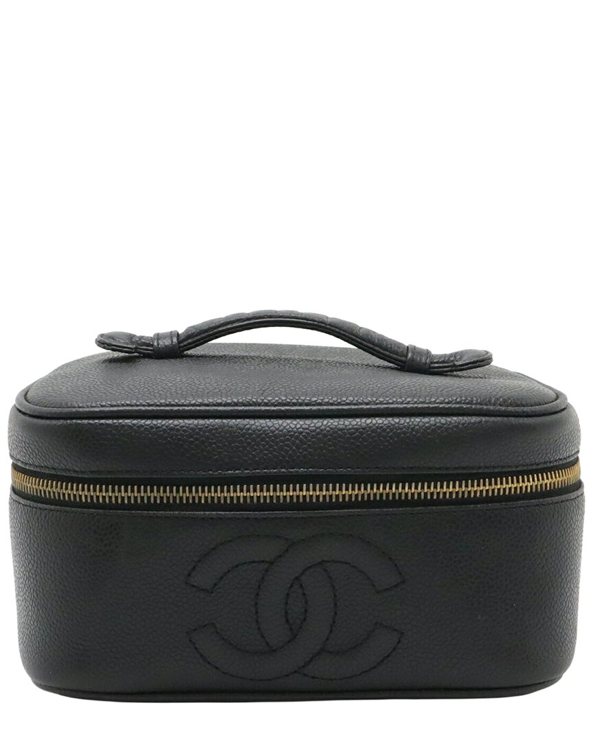Chanel Black Caviar Leather Vanity Bag Cosmetic Pouch (authentic Pre-loved)