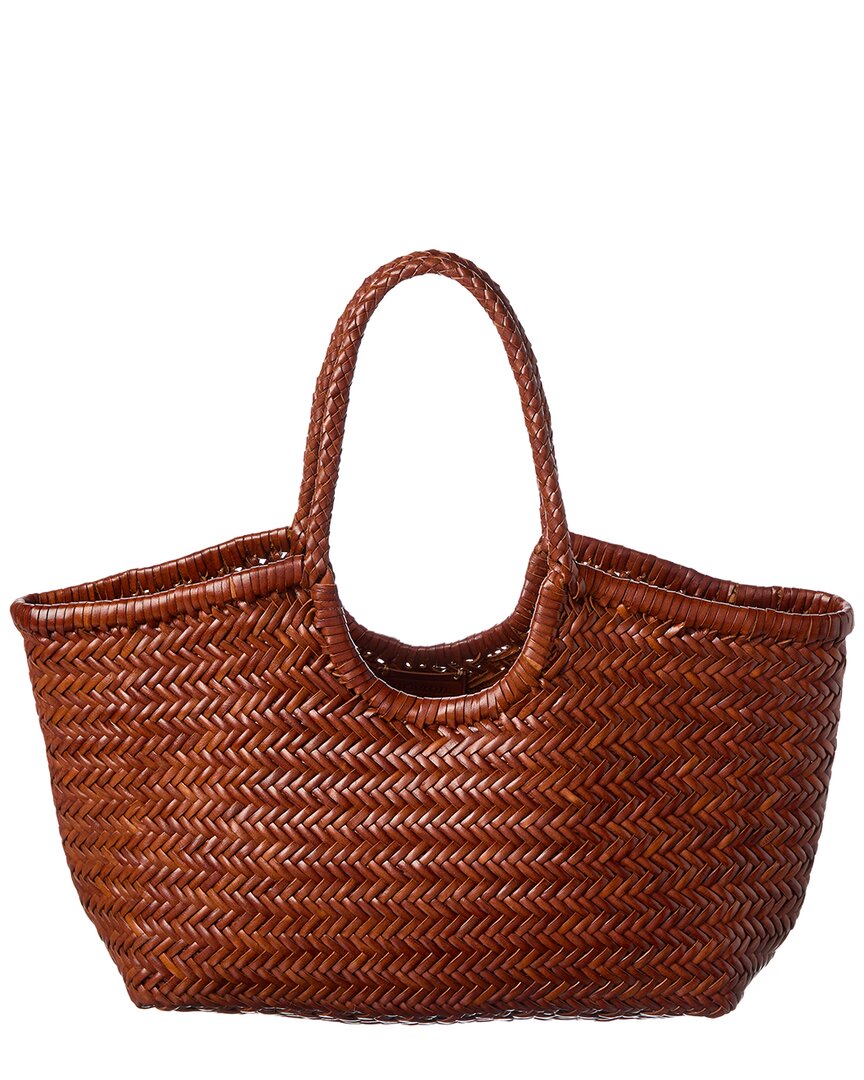 Dragon Diffusion Nantucket Women's Large Handwoven Leather Tote Bag - Tan [Wear] - Image 4
