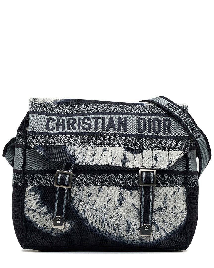 Dior Blue Leather Tie-dye Camp Messenger Bag (authentic Pre-loved) In Multi