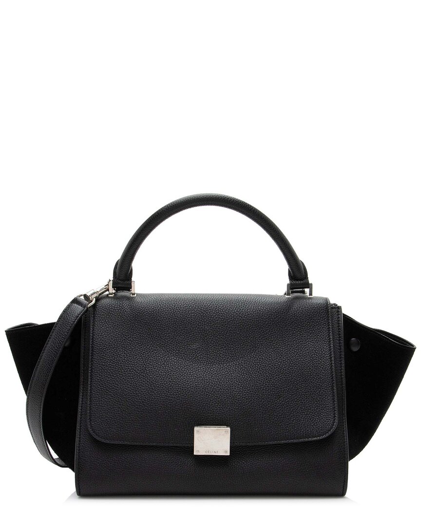 Celine Black Calfskin Small Trapeze Bag (authentic Pre-loved) In Black