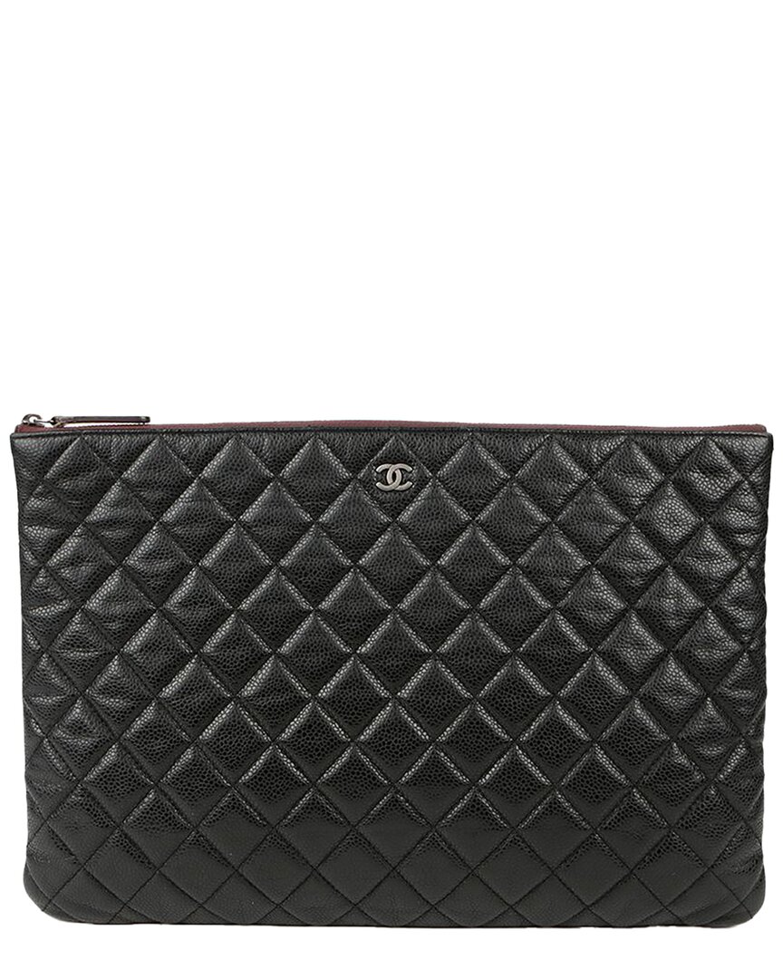 Chanel Black Caviar Leather Classic Large Clutch (authentic Pre-loved)