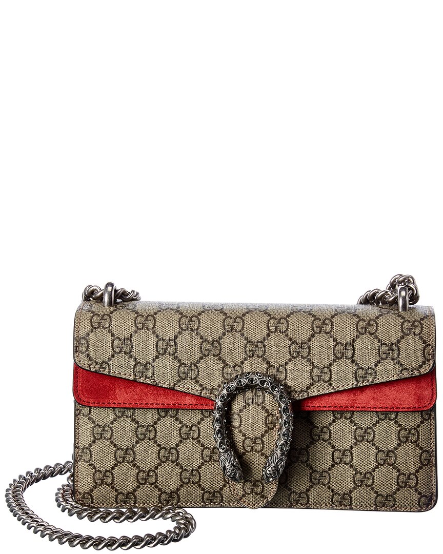 gg supreme canvas & suede shoulder bag