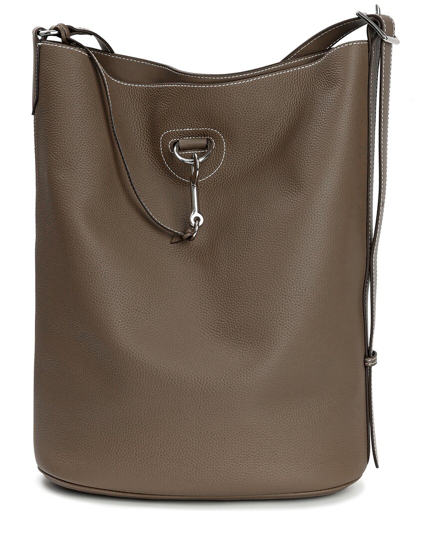 Tiffany & Fred Paris Pebbled Leather Bucket Tote In Brown