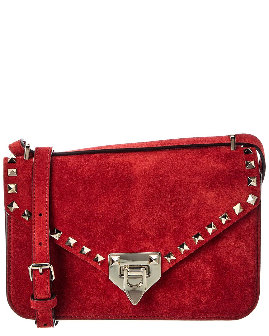 Valentino Red Rockstud Small Suede Shoulder Bag