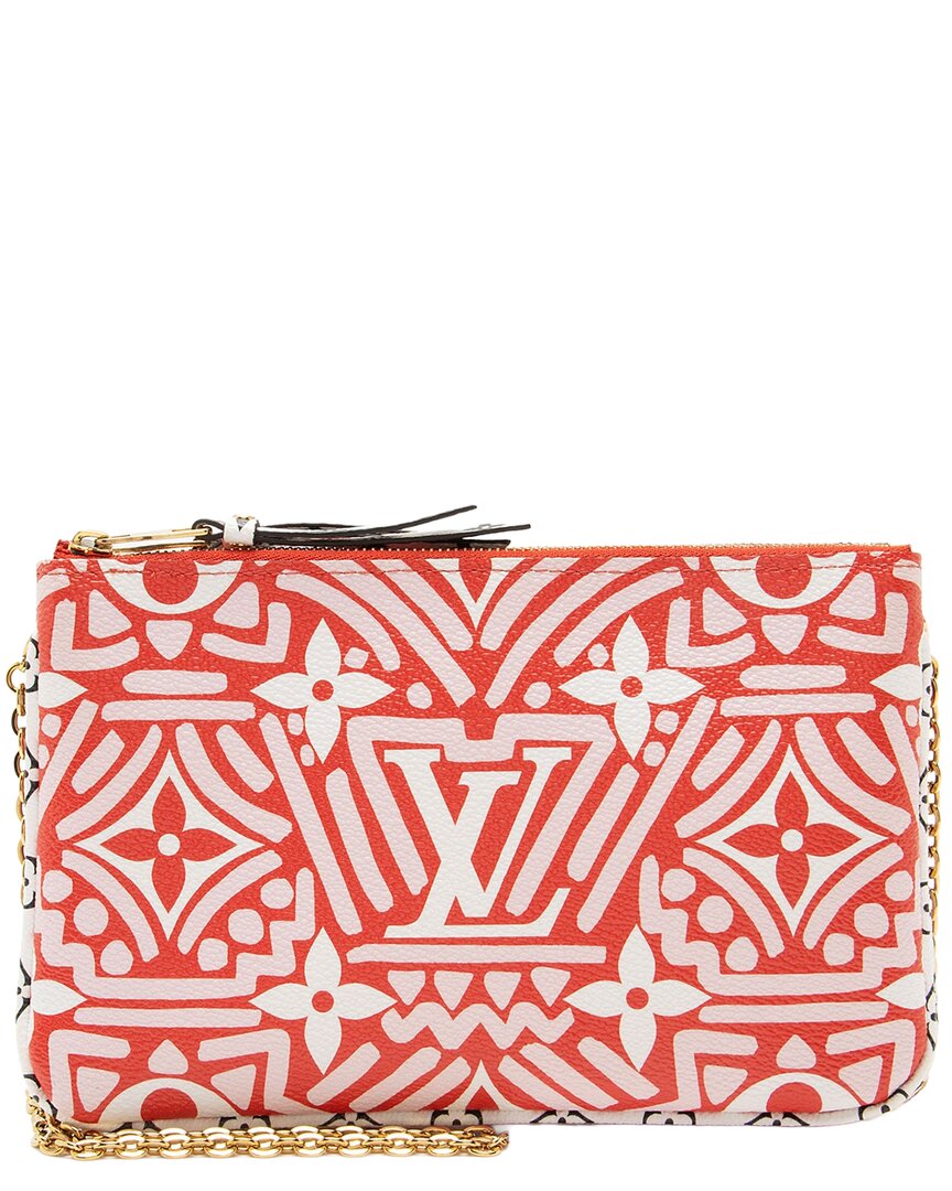 Pre-owned Louis Vuitton Pink Limited Edition Monogram Crafty Double Zip Pochette  (authentic Pre-loved)