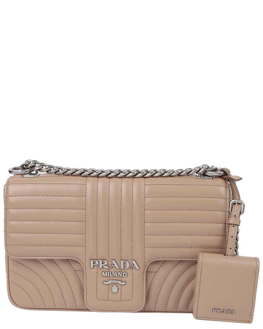 Prada Brown Leather Diagram Chain Crossbody