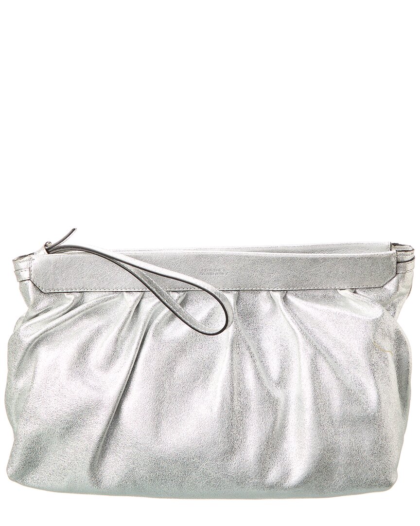 Isabel Marant Luz Leather Pouch In Silver