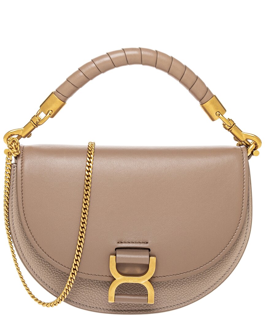 Chloé Marcie Chain Flap Leather & Suede Shoulder Bag In Pink