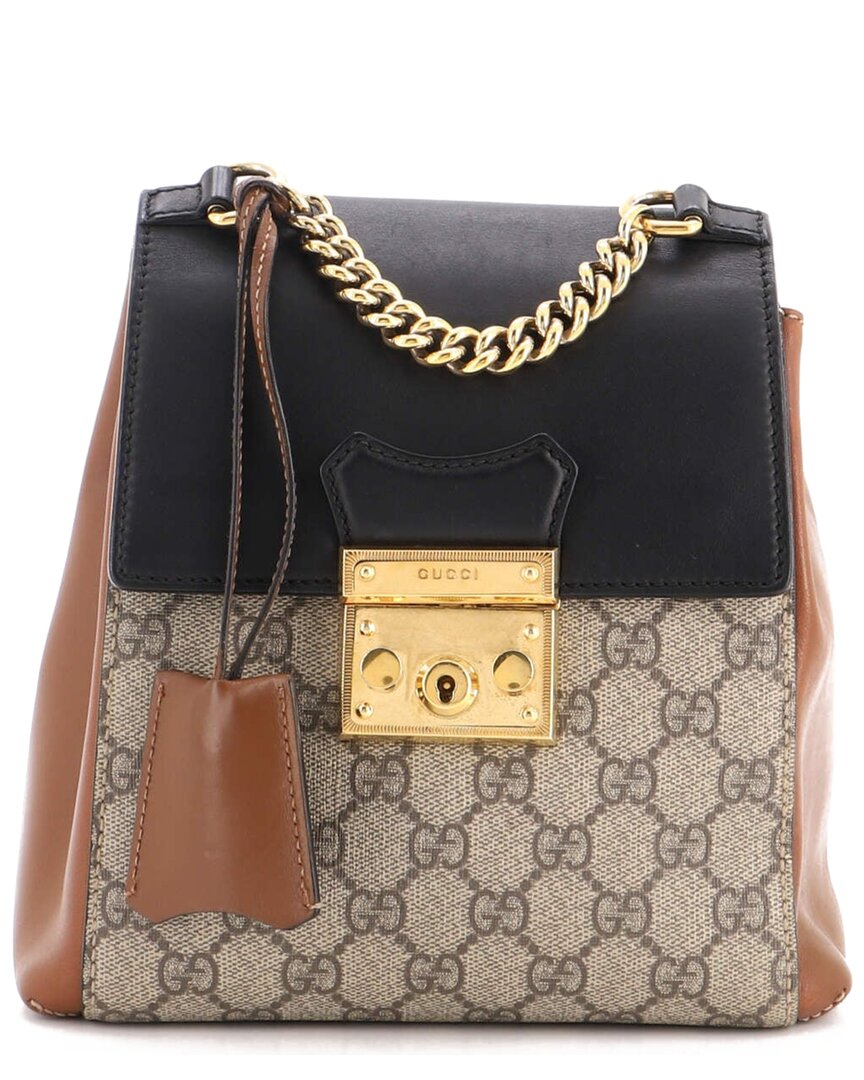 Pre-owned Gucci Brown Gg Coated Canvas & Leather Padlock Backpack Mini (authentic Pre-  Loved)