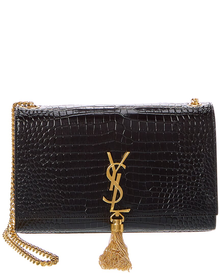 Saint Laurent Kate Tassel Medium Croc-embossed Leather Shoulder Bag