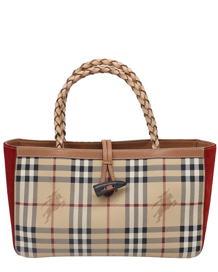 Burberry Multicolor Waterproof Canvas And Suede Haymarket Check Shoulder Bag (authentic Pre-loved)