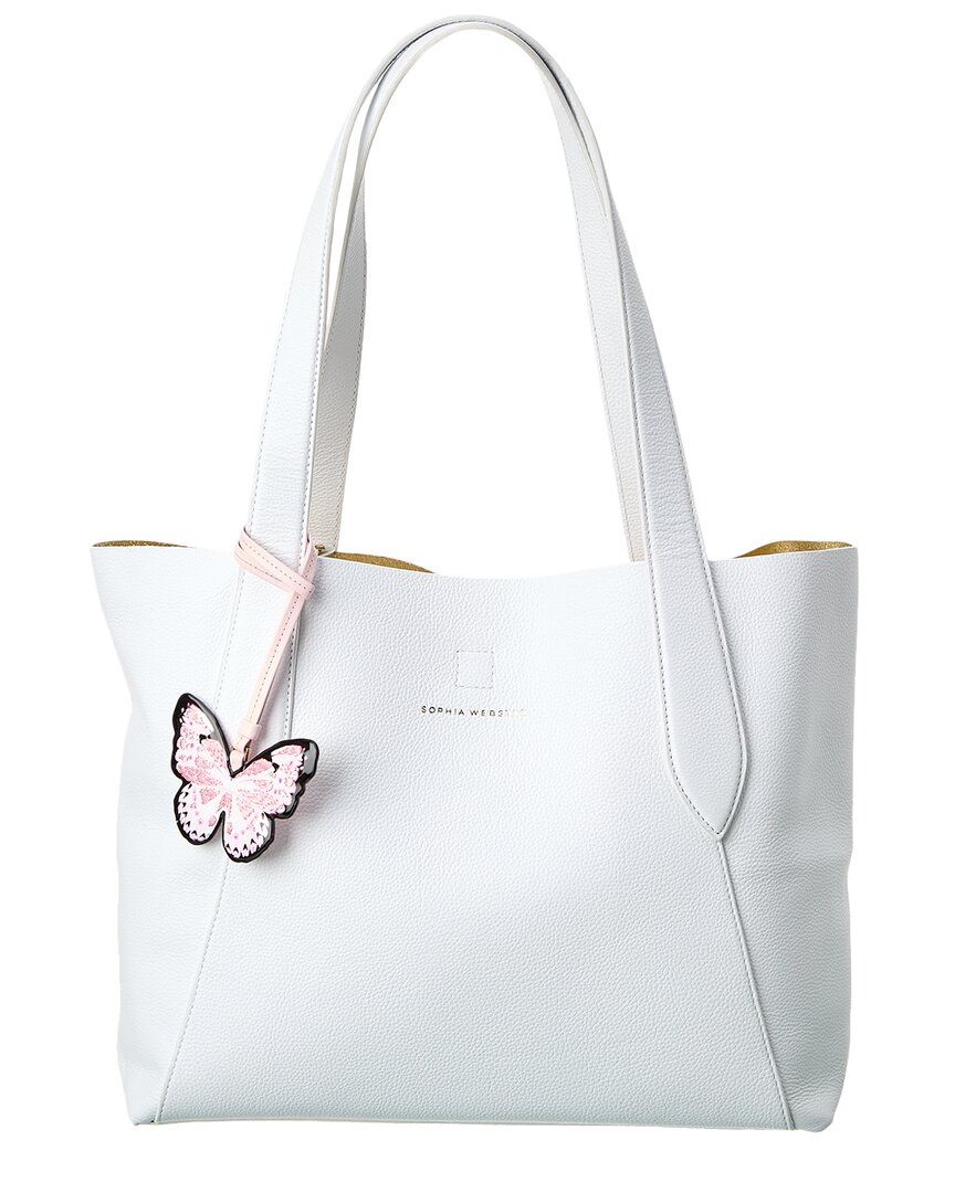 Sophia Webster Hola Butterfly Leather Tote Bag In White