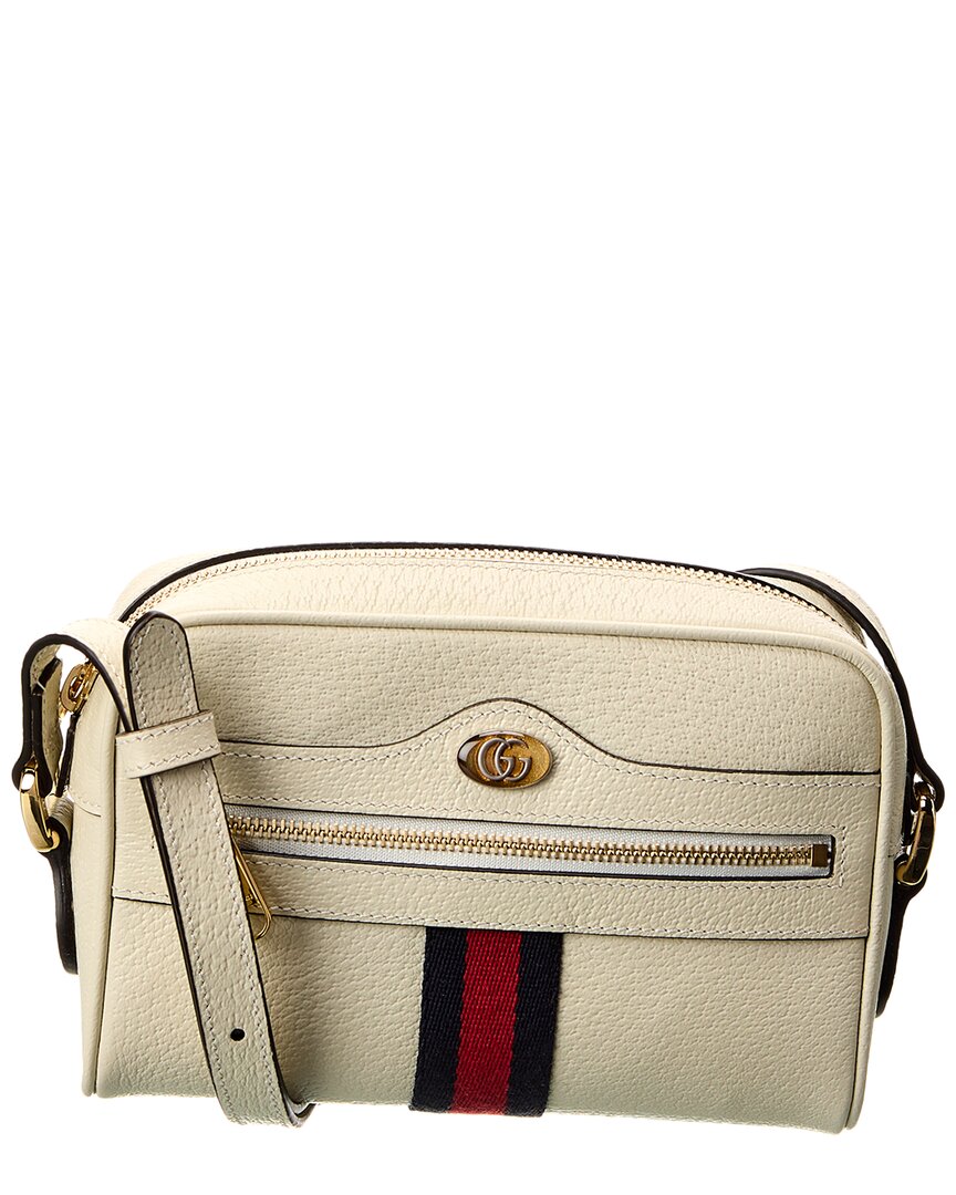 Gucci Ophidia Mini Leather Crossbody In White