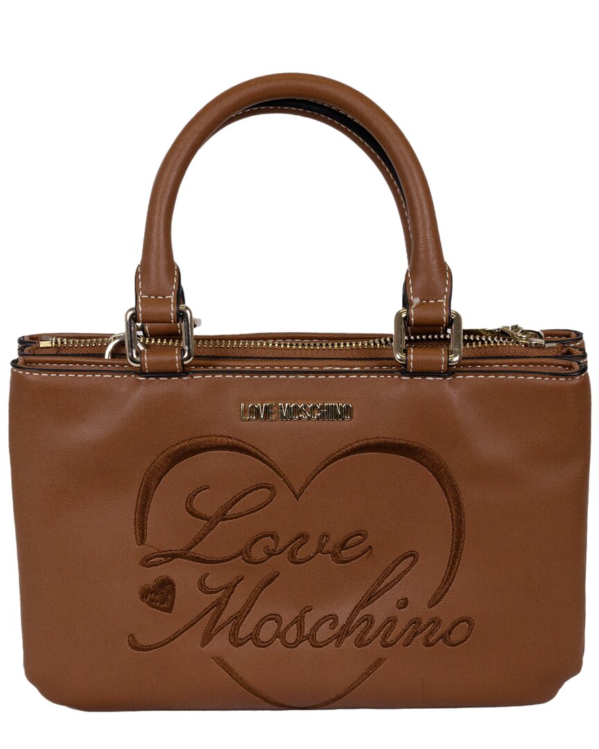 Love Moschino Leather Crossbody In Beige