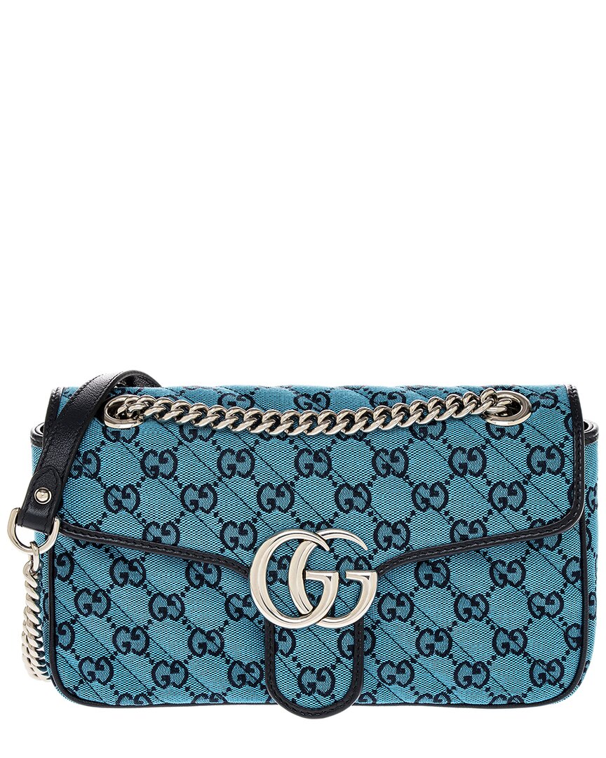 Shop Gucci Gg Marmont Small Canvas Shoulder Bag In Black