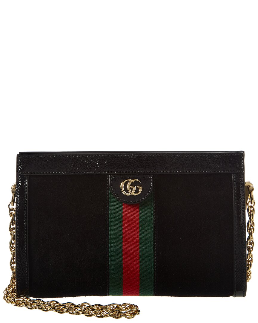 GUCCI GUCCI OPHIDIA SMALL SUEDE & LEATHER SHOULDER BAG