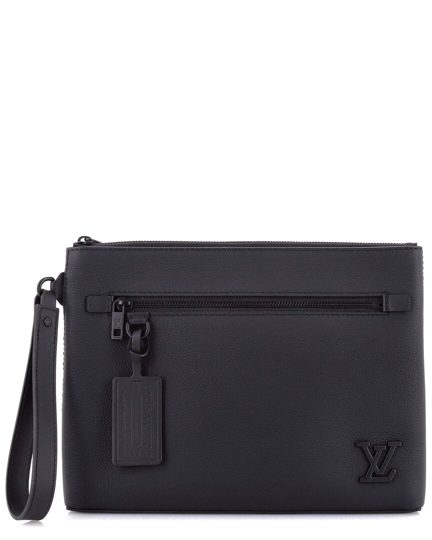 Pre-owned Louis Vuitton Black Sheep Leather Aerogram Ipad Pouch (authentic Pre-loved)