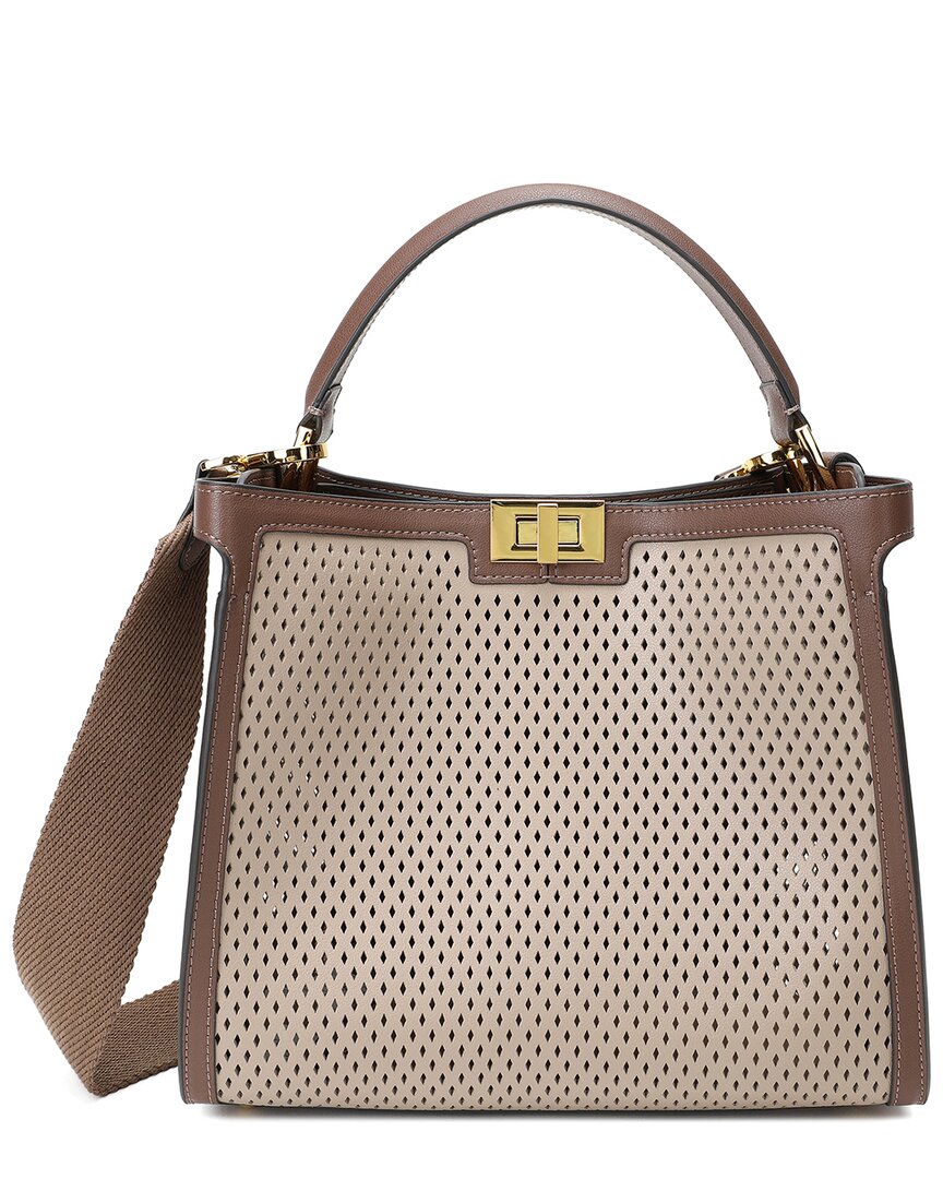 Tiffany & Fred Paris Perforated Leather Top Handle Tote In Brown
