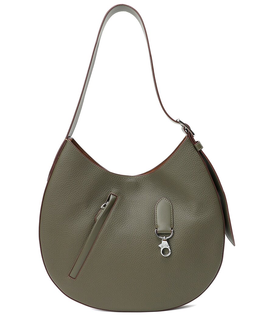 Tiffany & Fred Paris Top-grain Leather Hobo Bag In Gray