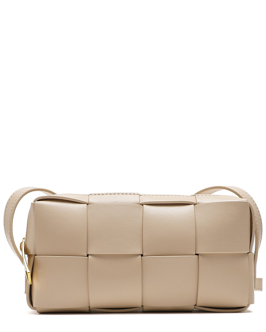 Tiffany & Fred Paris Woven Leather Crossbody In Neutral