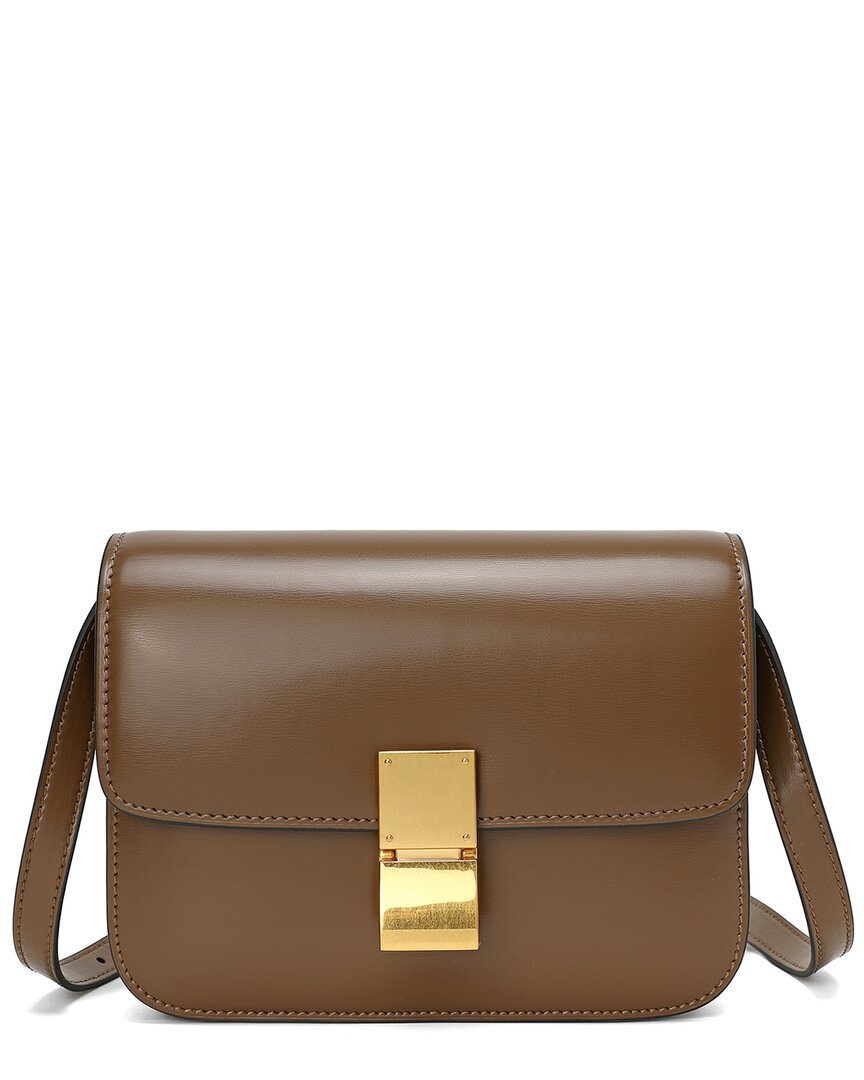 Tiffany & Fred Paris Smooth Leather Foldover Crossbody In Brown