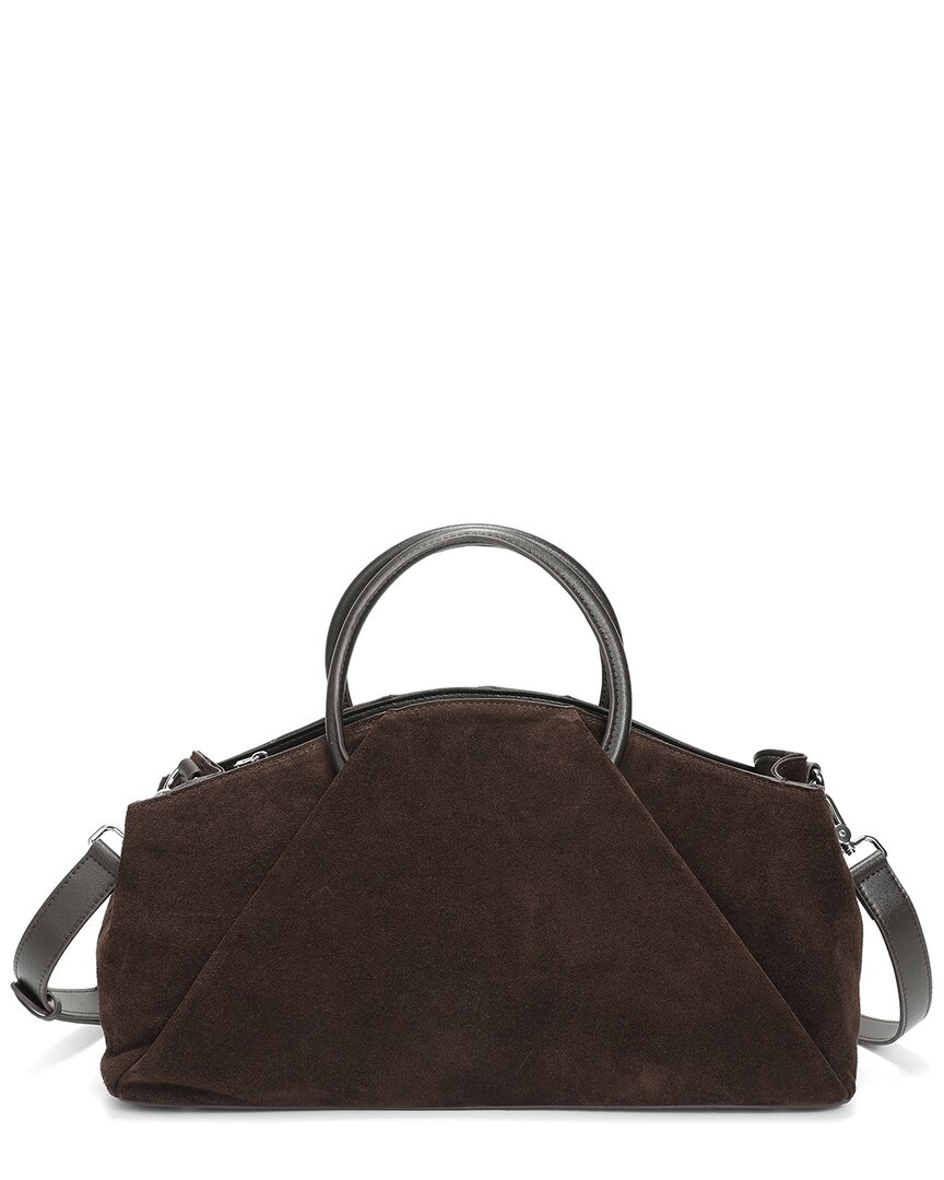 Tiffany & Fred Paris Suede Geometric Satchel In Brown