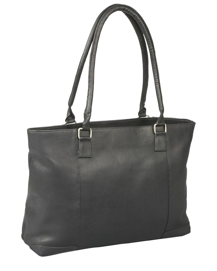 Le Donne Laptop Leather Tote In Black