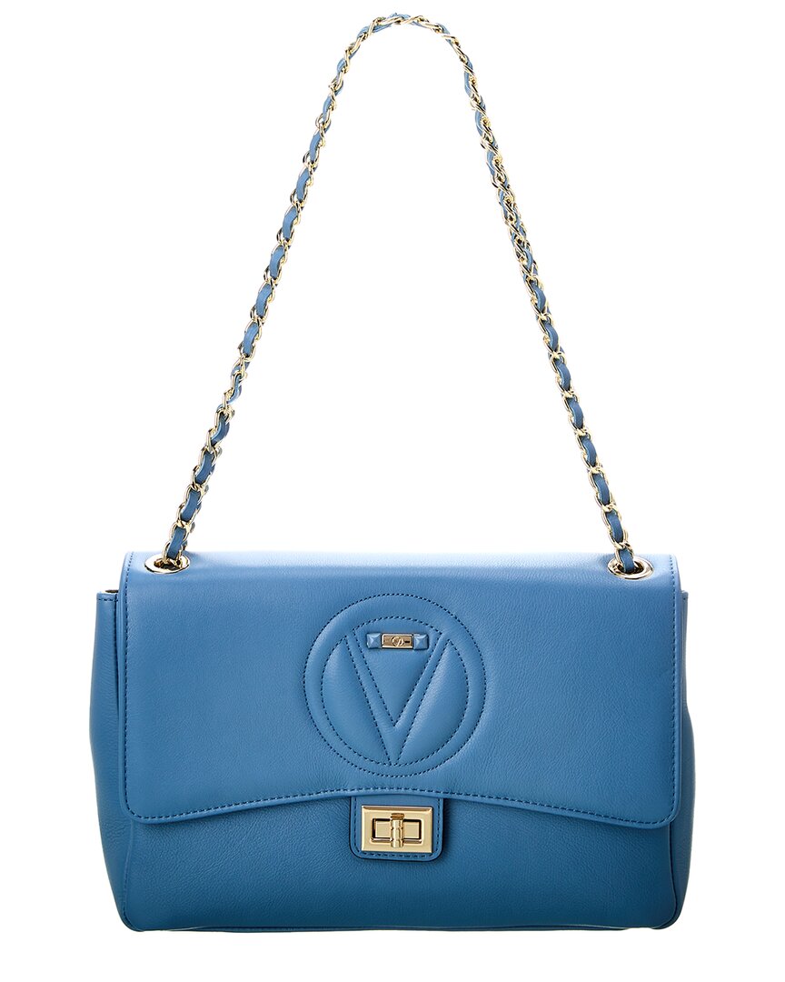 Shop Valentino By Mario Valentino Posh Signature Leather Shoulder Bag In Blue